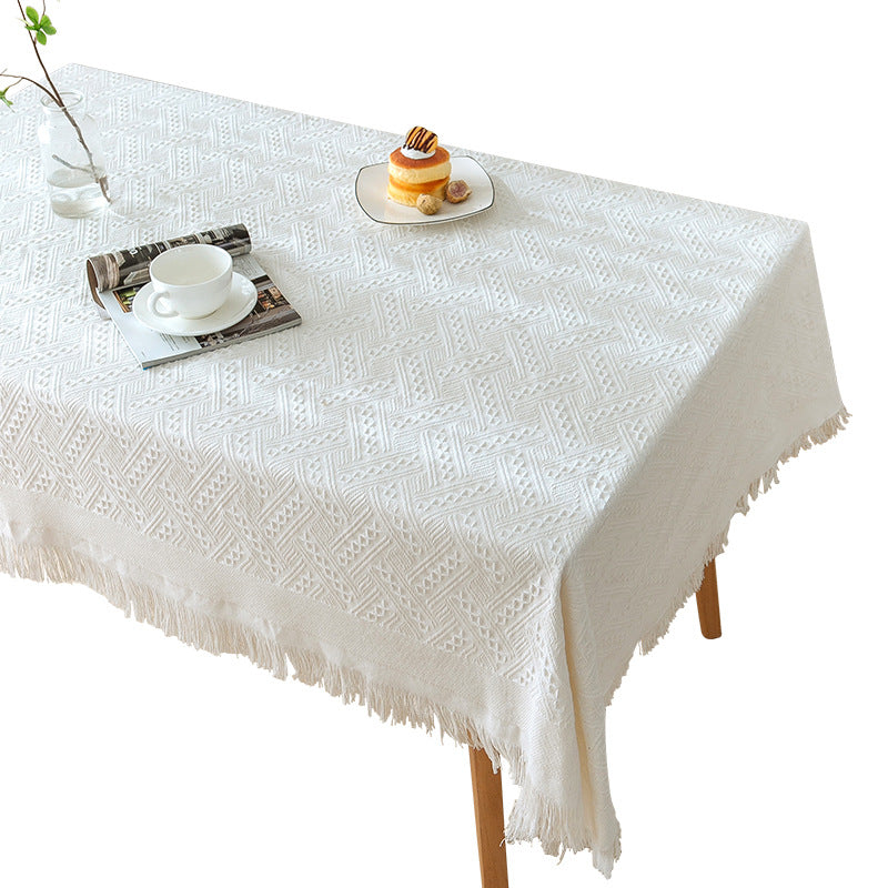 Woven Fringe Tablecloth – Soft Double-Sided Fabric