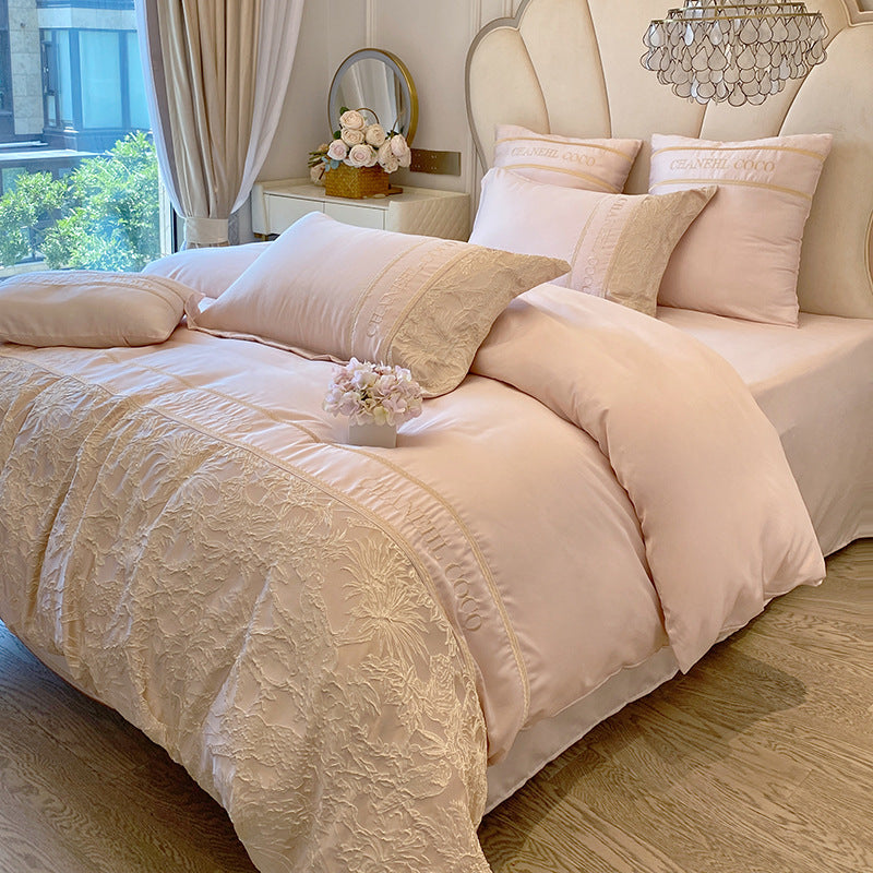 Luxury Embroidered 4-Piece Bedding Set – Soft, Elegant & Hotel-Inspired Comfort