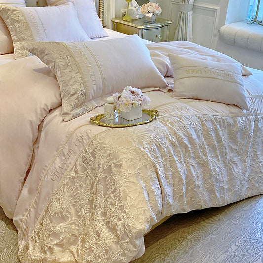 Luxury Embroidered 4-Piece Bedding Set – Soft, Elegant & Hotel-Inspired Comfort