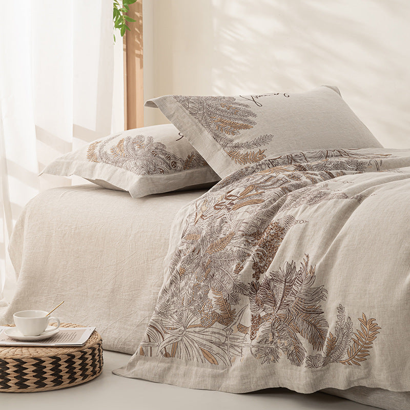 100% French Linen 4-Piece Bedding Set – Breathable, Natural & Relaxed Comfort