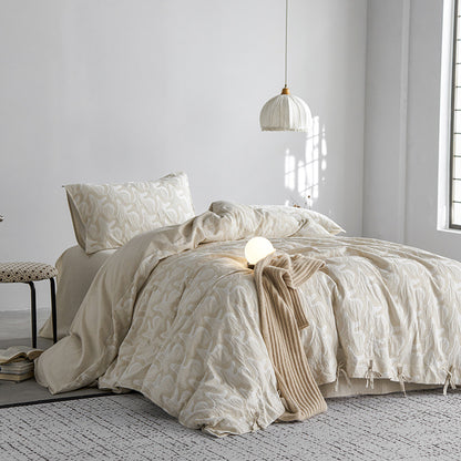 Vintage Linen-Cotton 4-Piece Bedding Set – Breathable, Soft & Elegant Floral Design