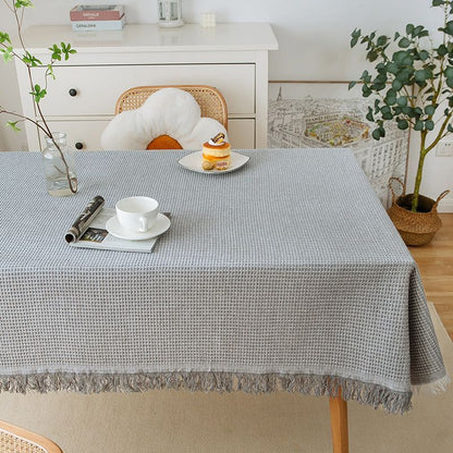 Woven Fringe Tablecloth – Soft Double-Sided Fabric