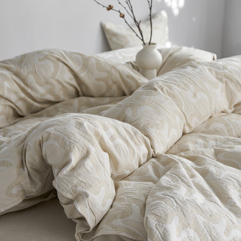 Vintage Linen-Cotton 4-Piece Bedding Set – Breathable, Soft & Elegant Floral Design