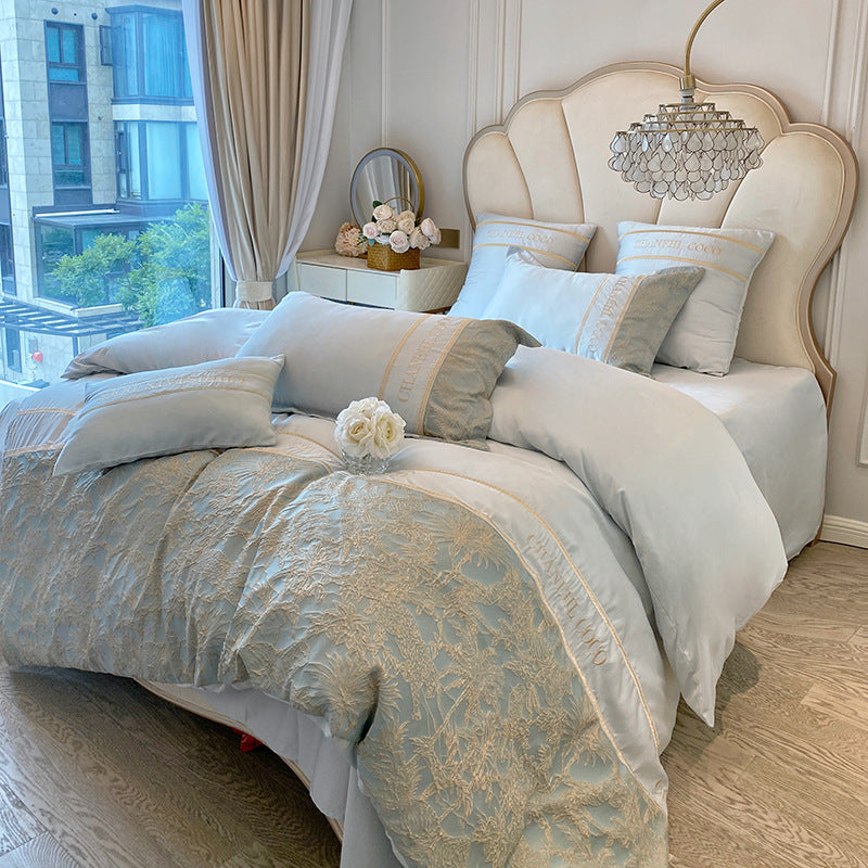 Luxury Embroidered 4-Piece Bedding Set – Soft, Elegant & Hotel-Inspired Comfort