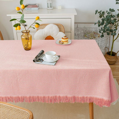 Woven Fringe Tablecloth – Soft Double-Sided Fabric