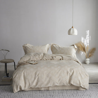 Vintage Linen-Cotton 4-Piece Bedding Set – Breathable, Soft & Elegant Floral Design