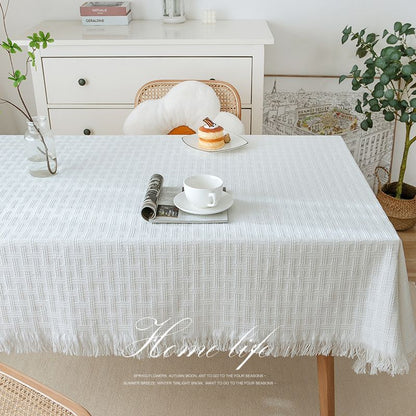 Woven Fringe Tablecloth – Soft Double-Sided Fabric