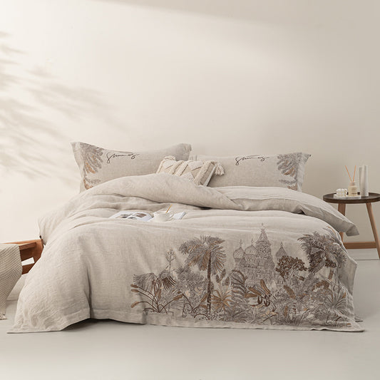 100% French Linen 4-Piece Bedding Set – Breathable, Natural & Relaxed Comfort