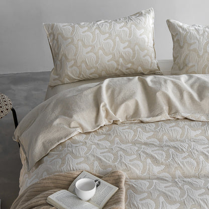 Vintage Linen-Cotton 4-Piece Bedding Set – Breathable, Soft & Elegant Floral Design