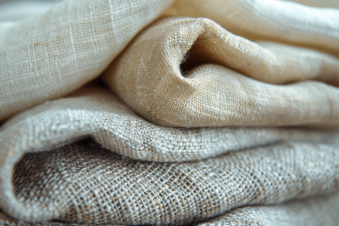 Natural linen and cotton textures in warm light
